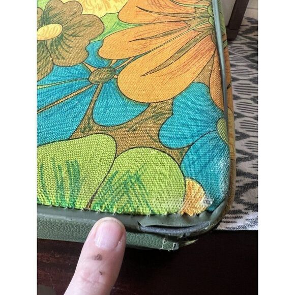 Vintage Retro Small Suitcase Carrying Case Trunk‎ Mid Century Floral Mod Hippie - Picture 11 of 13
